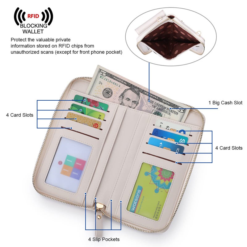 S-ZONE Small Crossbody Bags for Women Cell Phone Purse RFID Blocking Wallet Purses with Credit Card Slots - Image 4